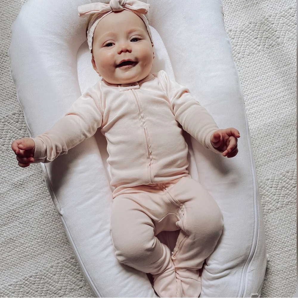 L'ovedbaby Organic 2-Way Zipper Footie in Blush